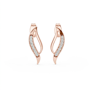 Boucles d'oreilles créoles en or rose avec diamants de laboratoire certifiés IGI pour femme, bijoux minimalistes vintage pour mariage et soirée - Product Image 1