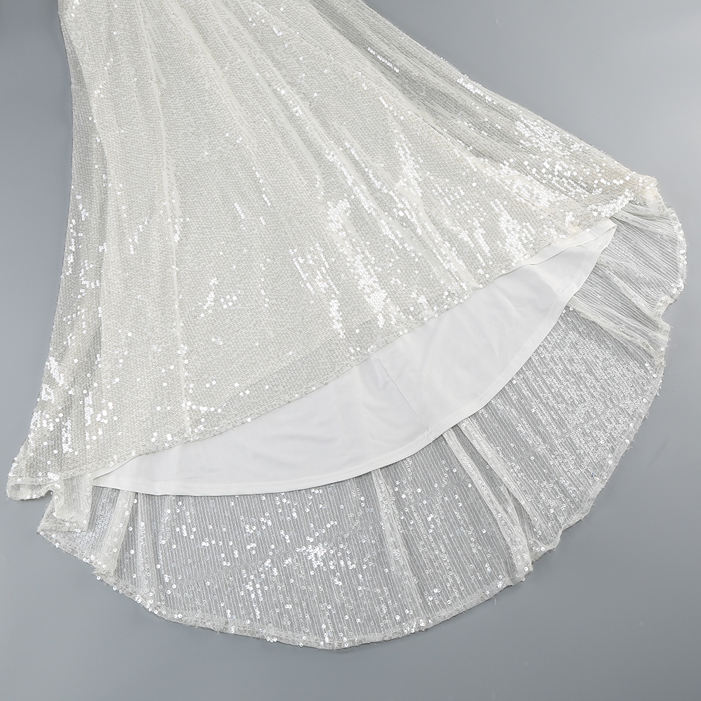 SB3103 White Dress for Wedding Party - Elegant & Glittery