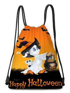 Factory Wholesale Halloween Trick or Treat String Candy Gift Bag Cartoon Polyester <b>Drawstring</b> <b>Backpack</b> - Product Image 3