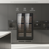 Réfrigérateur à vin commercial 430L à deux zones pour hôtel, restaurant, bar, en verre et acier, compresseur, 148 bouteilles, usine OEM