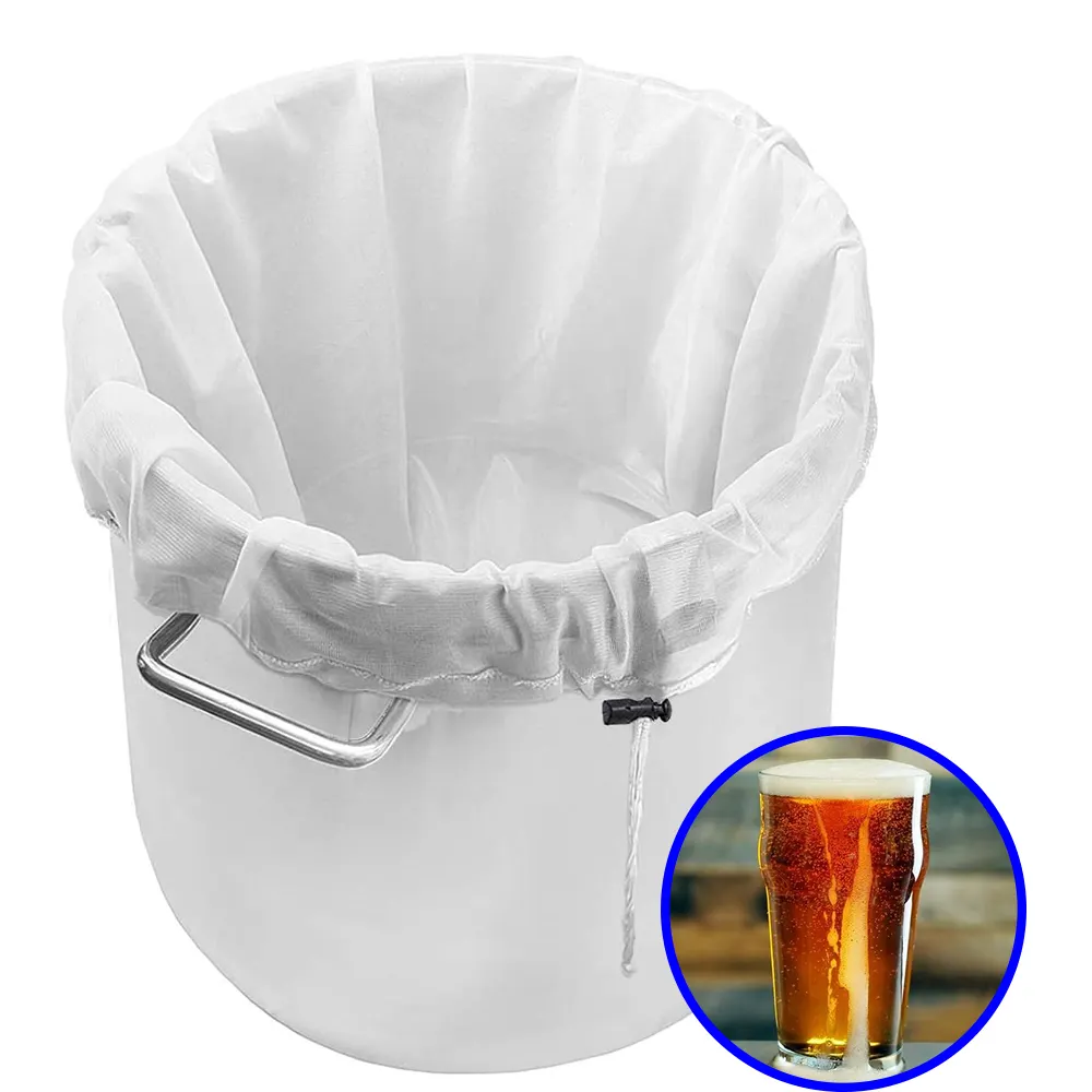 Food Grade Reusable Polyester Brewing Bucket Filtering Drawstring Straining Beer Brew Bag