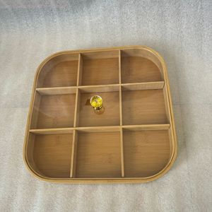 Caja de Almacenamiento Compartimentada de Bambú, 9 Compartimentos, Rectangular, Multifuncional, Contenedor de Alimentos, Bandeja para Frutas, para Sala de Estar, Mesa de Centro - Product Image 4