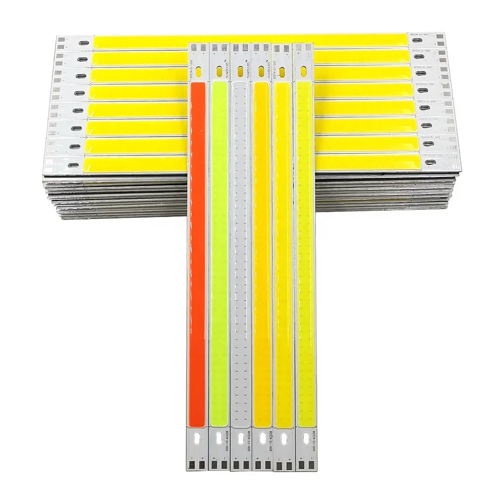 סיטונאי מפעל 200x10 מ""מ רצועת cob מקור אור led בר 10 W בהירות גבוהה 12v 20 ס""מ אדום ירוק כחול לבן אור