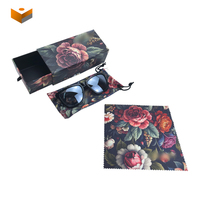 Boîte à lunettes de soleil à tiroir d'emballage en carton imprimé rose de luxe vintage à la mode avec logo personnalisé