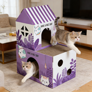 Vente en gros de niches pour chats en <span class=keywords><strong>carton</strong></span> ondulé recyclable, légères, sans assemblage, pour les distributeurs d'animaux de compagnie - Product Image 1