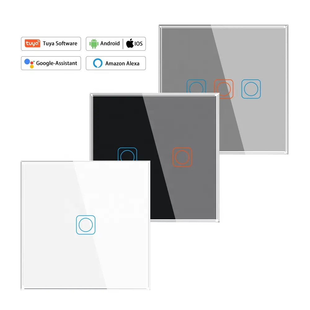 तुया एलेक्सा के लिए SRAN EU स्टैंडर्ड स्मार्ट लाइफ ऐप स्मार्ट होम ग्लास 1 2 3 गैंग वाईफाई वॉल लाइट टच पैनल इलेक्ट्रिक स्विच