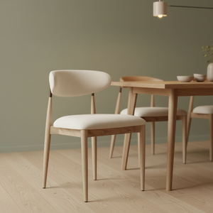 Sedia da Pranzo RH ARNO in Tessuto, Struttura in Legno Chiaro con Dettagli Dorati, Stile Scandinavo Moderno, Seduta Imbottita Confortevole - Product Image 1