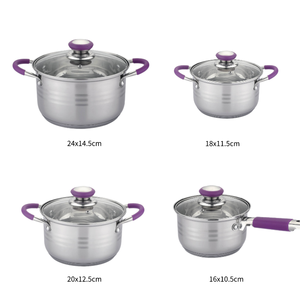 Juego de Utensilios de Cocina de Acero Inoxidable Clásico de Alta Calidad de 4 Piezas con Tapa de Silicona <span class=keywords><strong>para</strong></span> <span class=keywords><strong>Cocinar</strong></span> en Hierro y Vidrio - Product Image 3