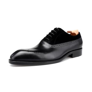 Chaussures habillées classiques en cuir véritable pour hommes, lacets, chaussures de bureau, chaussures de réunion - Product Image 1