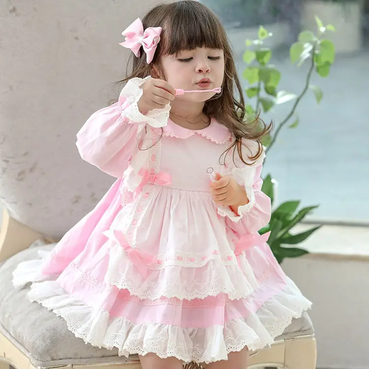 2021 New Design Beautiful Cotton Fabric Kids Clothing Spanish Dresses for Girls