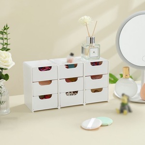 <b>Mini</b> Desktop Storage Drawers Three Layer Plastic Organizer For Jewelry Makeup Office <b>Desk</b> Freestanding Rectangle Shape - Product Image 3