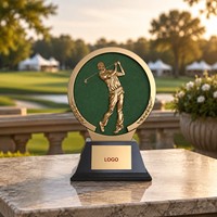 Trophée de golf personnalisé, figurine de golfeur 3D en métal avec base en bois pour prix de tournoi de golf
