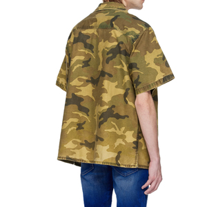 Europe élégant coton toile imprimé graphique surchemises hommes motif <span class=keywords><strong>camouflage</strong></span> lavé à l'acide Streetwear chemises d'été - Product Image 3