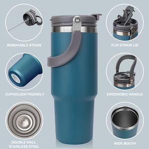 แก้วน้ำสแตนเลส 304 ขนาด 30 ออนซ์ 40 ออนซ์ ออกแบบโลโก้ได้ตามต้องการ ฝาปิดกันรั่ว เป็นมิตรกับสิ่งแวดล้อม เก็บอุณหภูมิได้นาน 6-12 ชั่วโมง - Product Image 6