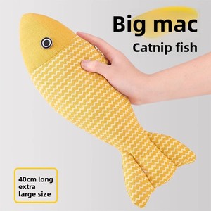 Juguete para masticar de lino con almohada de pescado, respetuoso con el medio ambiente, para gatos de interior, hierba gatera, juguete para gatito calmante - Product Image 5