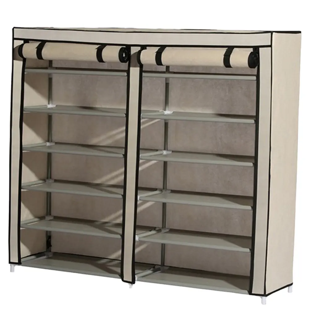 50 pair portable fabric shoe rack organizer cabinet for store steel double layer shoes foldable matel shelf for home modern