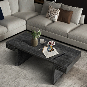 American Vintage Industrial Coffee <b>Table</b> Reclaimed Wood Rectangular Double Tier Rustic Design - Product Image 4