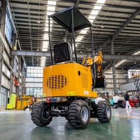 Mini Excavadora de Ruedas HIGHTOP HT-10L de 1 Tonelada, Certificada por CE y EPA, Máquina Hidráulica Compacta para Jardín, Granja y Construcción