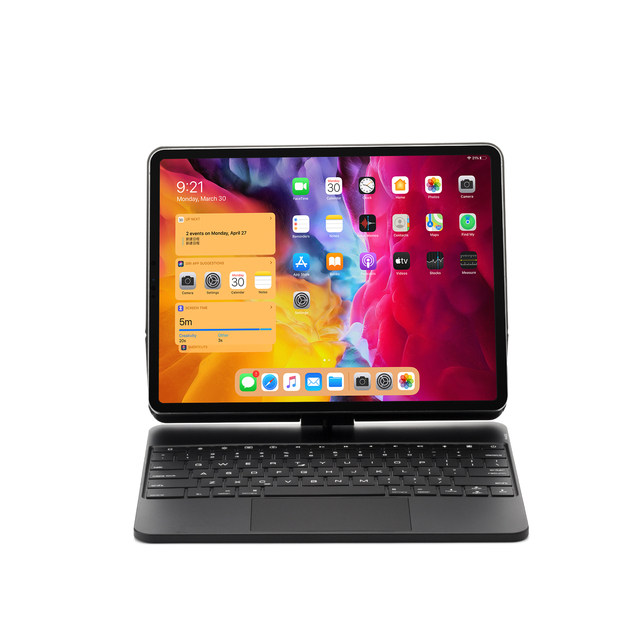 USB New 360 Degree Rotating Touchpad Keyboard Wireless Rechargeable Backlit for Apple iPad Pro 12.9Inch