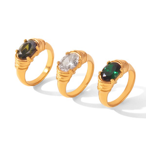 Anillo Minimalista de Zirconia con Forma Geométrica, Antideslustre, de Acero Inoxidable Chapado en Oro de 18K, para Mujer - Product Image 5