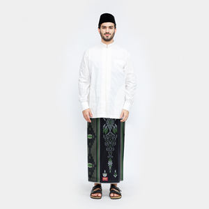 Indonesia Men's Muslim Sarong Jacquard Sarong BHS Sarong Excellent Gold Motif E54 SKB <b>Black</b> Green for Adults Sarong - Product Image 3