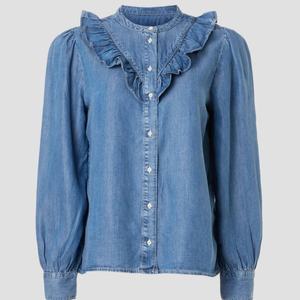 Chemise en jean ample et élégante à manches longues avec volants et boutons, style vintage, pour femme, collection 2025 - Product Image 4