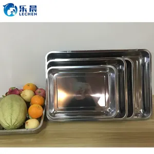 Serving Tray Barbecue Utensils Roasting Pan Bakeware Food Tray Kitchen Buffect Tray Stainless Steel Square Plate 49.5*39.5*4.5cm