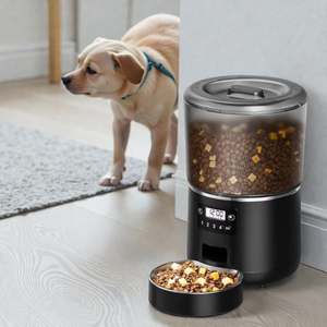 Distributeur automatique de nourriture pour animaux de compagnie disponible en deux couleurs, bol en acier inoxydable, 4L, double alimentation, programmable pour les petits chiens - Product Image 1