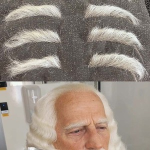 Sourcils <span class=keywords><strong>de</strong></span> Père Noël pour costumes et fêtes <span class=keywords><strong>de</strong></span> Noël - Cheveux <span class=keywords><strong>de</strong></span> Yak Blanc HD pour perruques Full Lace avec ondulation <span class=keywords><strong>de</strong></span> 26 mm, densité 220 % - Product Image 3