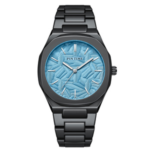 Montre pour homme d'affaires, nouveau style, tendance - montre à quartz étanche avec relief tridimensionnel en forme de feuille - Product Image 6