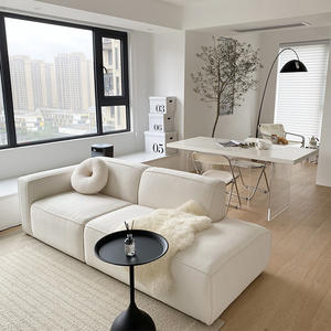 Juego de Sofás de Tela Tofu Block en Forma de L, Muebles Modulares para Sala de Estar, Estilo Escandinavo Moderno y Minimalista - Product Image 1