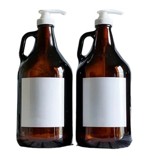 Grande cruche avec pompe pour <span class=keywords><strong>distributeur</strong></span> de savon <span class=keywords><strong>liquide</strong></span> à <span class=keywords><strong>lessive</strong></span> 2L Pompe à sirop 64 oz <span class=keywords><strong>Distributeur</strong></span> à pompe en verre Bouteille ambre - Product Image 1