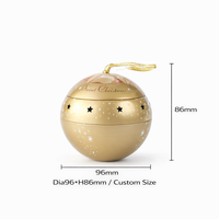 Boîte en fer blanc de luxe, or brillant, en forme de sphère, ornement métallique suspendu, conteneur en fer blanc pour bonbons, chocolats, cadeau de fêtes, imprimé offset