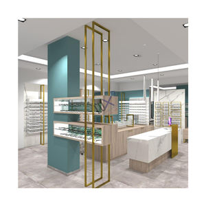 Vitrina de exhibición de diseño de tienda óptica de quiosco de gafas de sol de metal y madera de gama alta personalizada para escaparates - Product Image 5