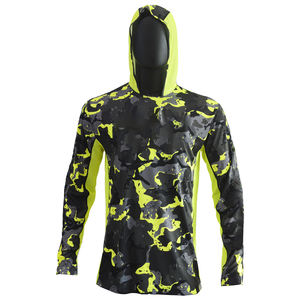 เสื้อตกปลาสีเหลืองลายพรางมีฮู้ดสำหรับผู้ใหญ่เสื้อเจอร์ซีย์พิมพ์ลายดิจิทัลกันน้ำระบายอากาศได้ดีพร้อมหน้ากาก - Product Image 4