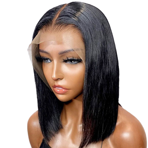 Parrucca Bob Corta Senza Colla con Densità 180%, 13x4 HD Lace Front, Capelli Umani Pre-Pizzicati, Pizzo HD Invisibile Effetto Pelle, Colore Naturale - Product Image 1