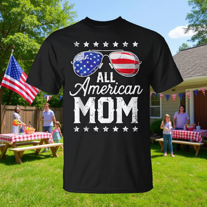 Camiseta All American Mom para el 4 de julio, diseño patriótico, ropa familiar - Product Image 3