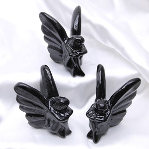 Vendita calda cristallo intaglio artigianato cristallo <span class=keywords><strong>nero</strong></span> ossidiana cristallo farfalla fata per regali decorazione della casa - Product Image 4