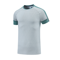T-shirt à manches courtes pour homme, imprimé géométrique respirant, col rond, coupe classique, polyester, haut de sport