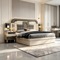 Ensemble de meubles de chambre à coucher de luxe de style turc, lit rembourré avec rangement, armoire, commode, ensemble de chambre à coucher taille King ou Queen