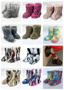 รองเท้าแฟชั่นผู้หญิงหุ้มข้อ50สีพลัสไซส์ EU44รองเท้าบูทฤดูหนาวอบอุ่นหรูหราขนเฟอร์เทียมสำหรับว่ายน้ำรองเท้าบูทลุยหิมะมีขนยาว - Product Image 6