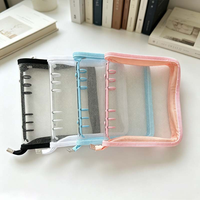 Carpeta Portadocumentos A6/A5 con Cubierta Brillante de PVC Suave, 6 Anillas, Estilo Moderno, Transparente, con Cierre, para Archivar, Planificador