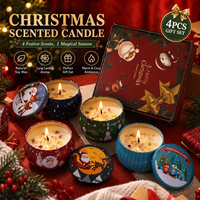 Bougie parfumée de Noël en boîte métallique, cire de soja, aromathérapie, pour cadeau d'invité de mariage, cadeau familial et décoration d'intérieur hivernale