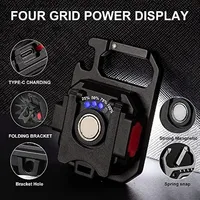 Senter LED Mini Magnetik COB untuk Berkemah di Luar Ruangan, Lampu Saku 800 Lumens, Dapat Diisi Ulang dengan USB, 7 Mode, Pembuka Botol, Lampu Kerja
