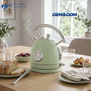 Light Green Electric Water Kettle 1.8L Vintage Style with Water Level <b>Window</b> and Dry Boil <b>Safety</b> Protection - Product Image 1