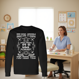 Camiseta de manga larga para logopedista que ayuda a otras personas a encontrar su voz - Product Image 3