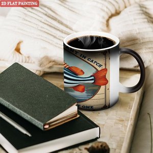 Mug en céramique noir givré 11 oz, tasse à changement de couleur activée par la chaleur, blanc pour sublimation, impression personnalisée - Product Image 3