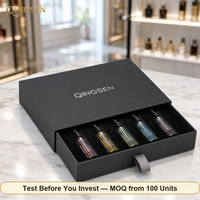 Boîtes cadeaux chic en carton rigide gris anthracite avec estampage à chaud argenté, tiroir coulissant, pour échantillons de parfum