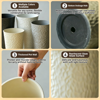 Pot de fleurs en plastique finition nacrée et texture martelée, élégant et épaissi, pour intérieur, salon, balcon, bureau