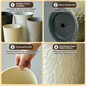 Maceta de Plástico con Acabado Perlado y Textura Martillada, Elegante y Reforzada, para Interiores, Sala de Estar, Balcón u Oficina - Product Image 4